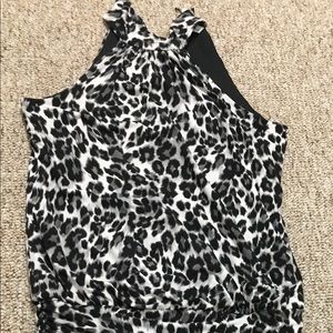 Sleeveless silky leopard blouse